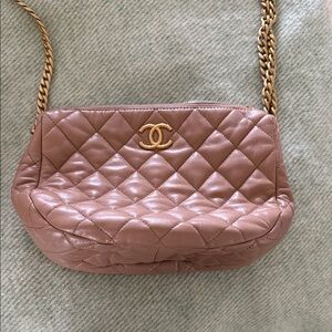 Chanel Quilted Pink Shoulder Bag with Gold Chain
